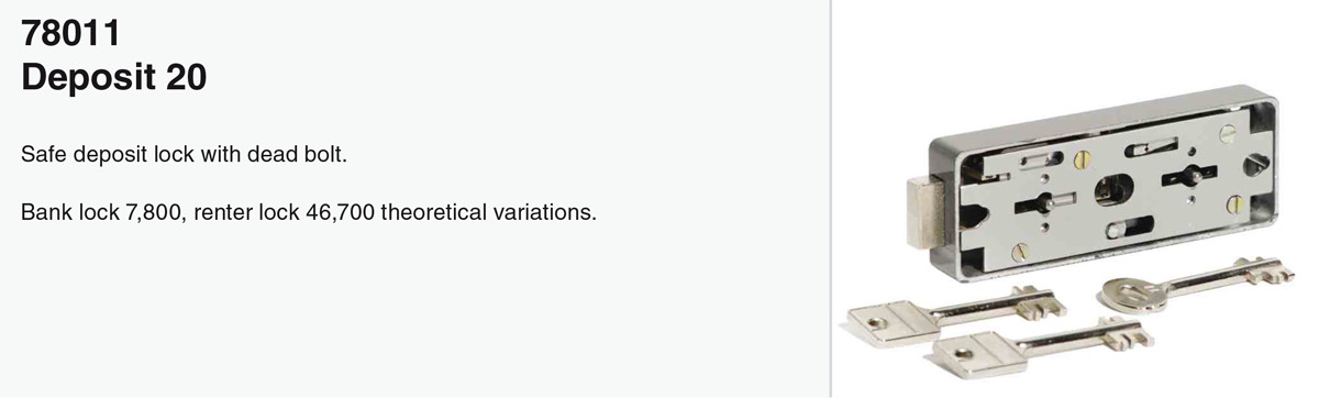 Ключевой замок для депозитных ячеек Ключевой замок для депозитных ячеек
