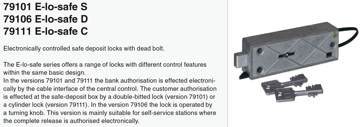 Ключевой замок для депозитных ячеек с электронным управлением Ключевой замок для депозитных ячеек с электронным управлением