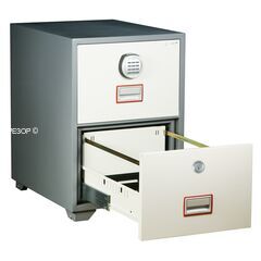 Diplomat DFС2000LEK, DFC - вариант: 2 ящика, DFC - исполнение: Глубокий, DFC - запирание: 1 эл.+ 1 кл. замка, DFC - оборудование: Под А4, фото ТРЕЗОР