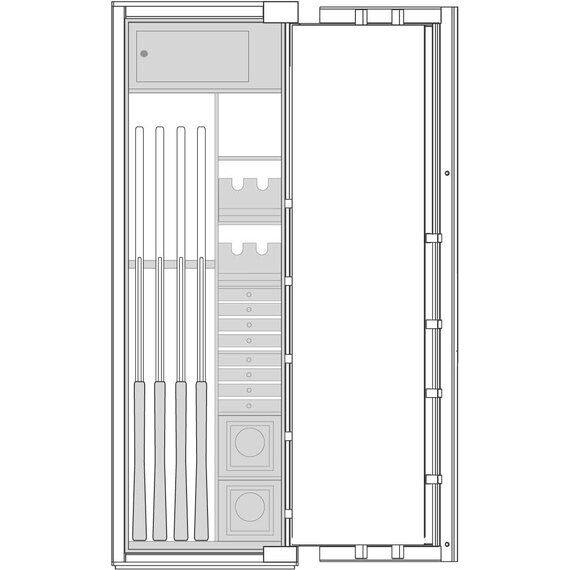 Личный оружейный сейф Bordogna Brixia 8 серый с премиум интерьером, Вариант исполнения: Серый оружейный премиум, фото , изображение 5ТРЕЗОР